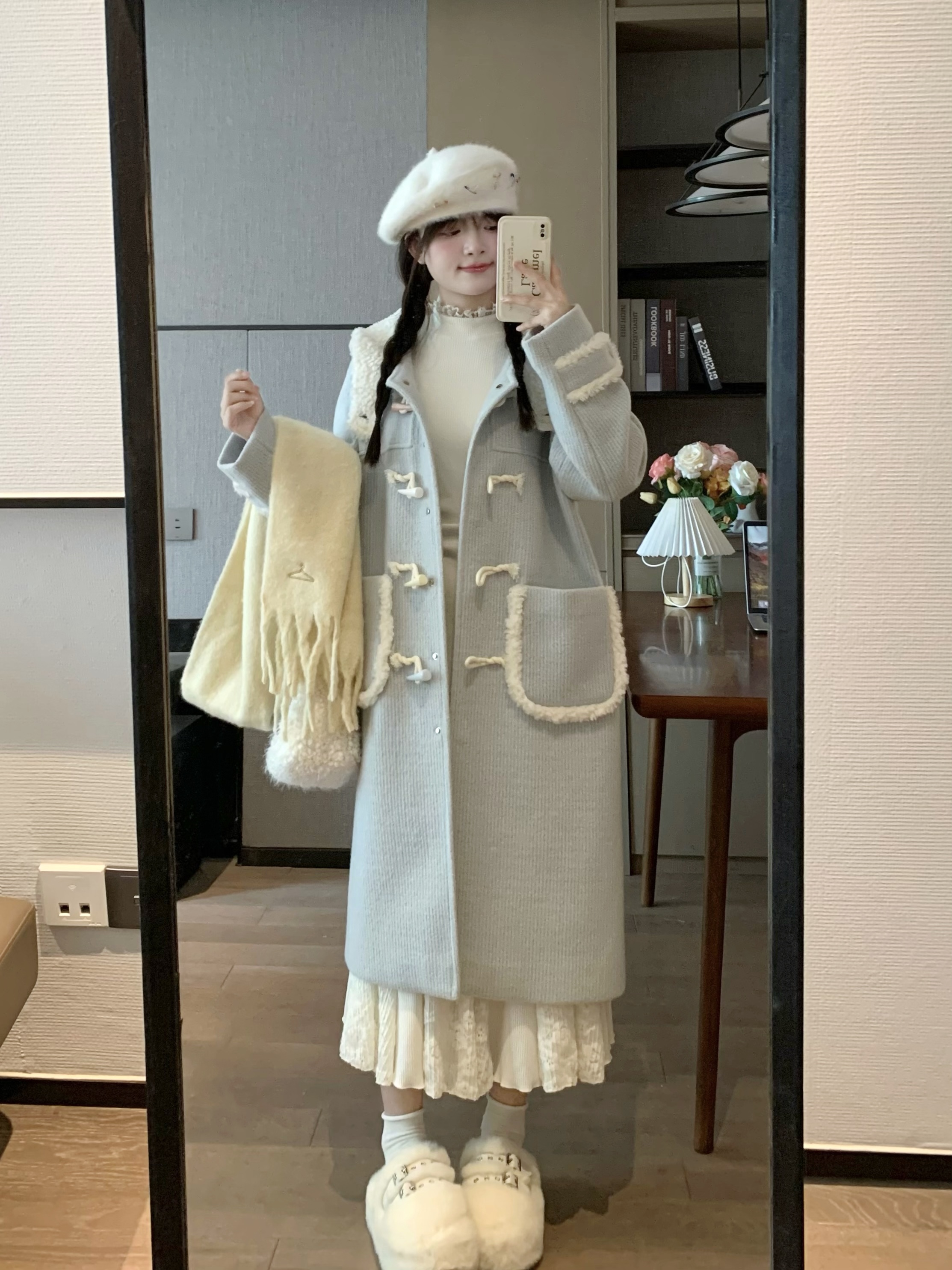 Elegant White Mermaid Dress with Knit Layer, French-Style Spring Fashion, Sweet Delicate Design for Effortless Layering.