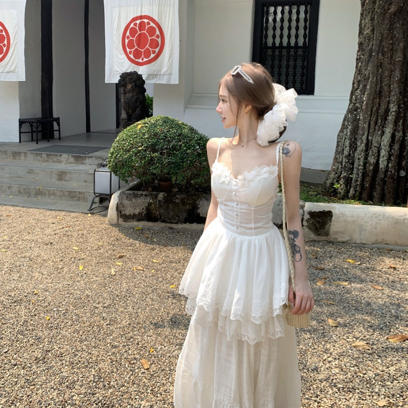 Elegant White Two-Piece Set for Summer - Sweet Style Camisole and Long Skirt Dress - Perfect for 2025 Fashion Trends