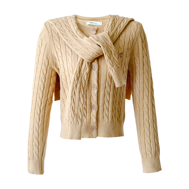 Elegant Women's Winter Melange Wool Knitted Cardigan - Artistic Design for Cozy Style, Perfect for Layering in Cold Weather