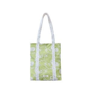 Embroidered Hollow Large Capacity Tote Bag in Fresh Light Green - Stylish Shoulder Bag for Everyday Use