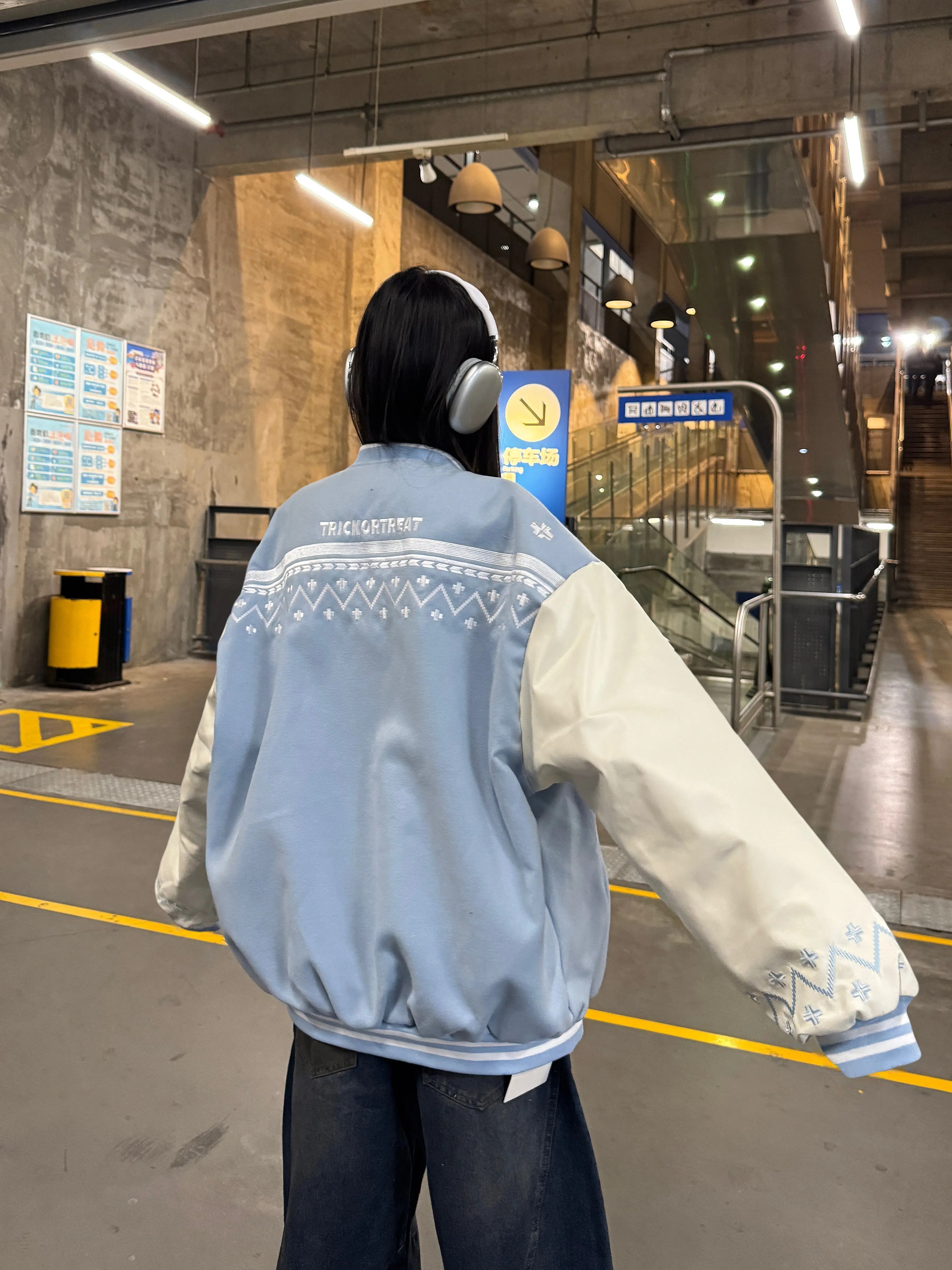 Embroidered Letter Baseball Jacket - Ethnic Style Loose Coat for Spring 2025 - Trendy 90s Inspired Fashion