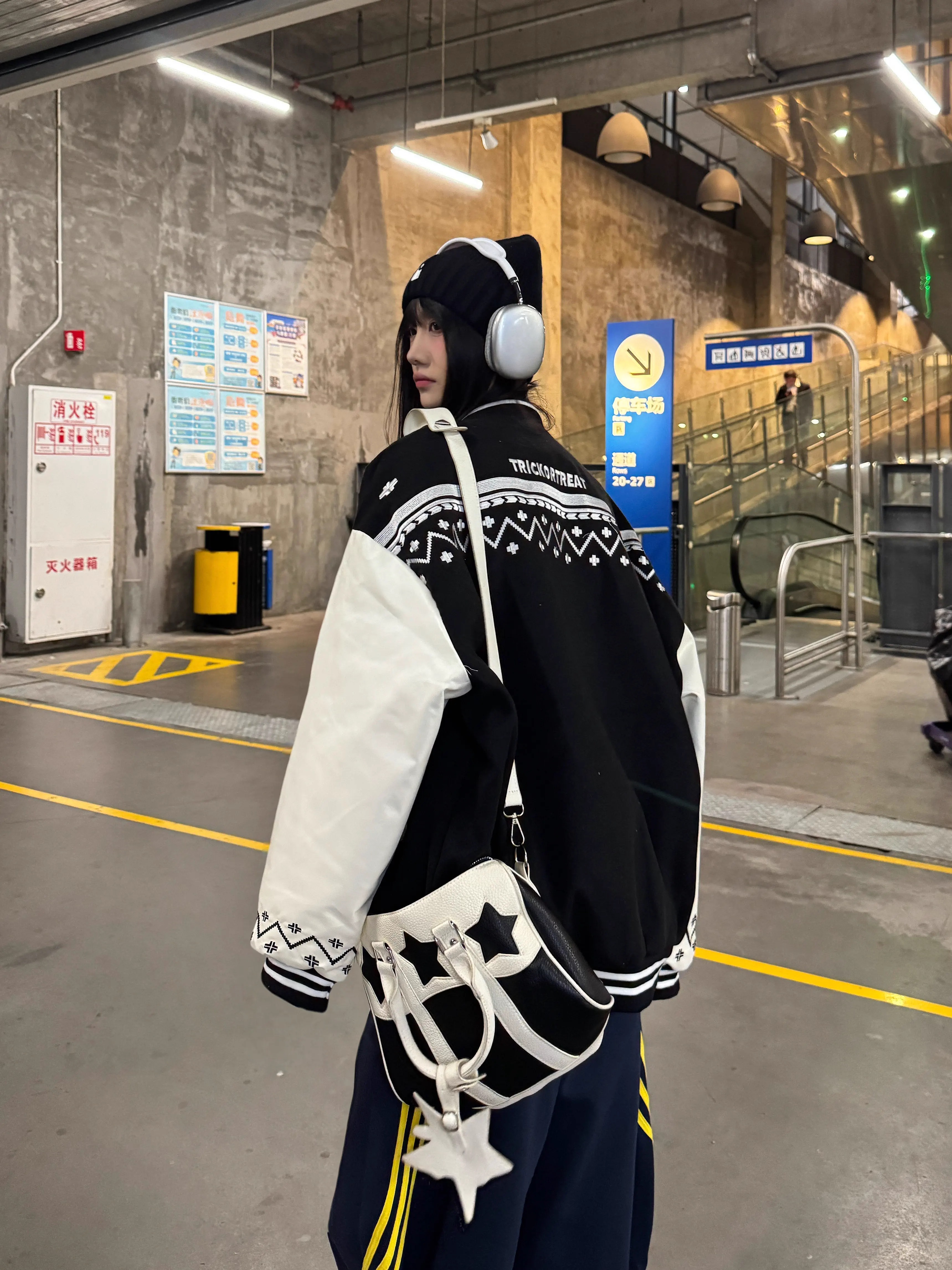Embroidered Letter Baseball Jacket - Ethnic Style Loose Coat for Spring 2025 - Trendy 90s Inspired Fashion