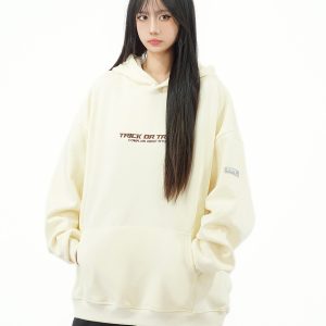 Embroidered Letter Heavy Spring Hoodie - Loose Fit Versatile Sweatshirt for Women - High Street Fashion Trend