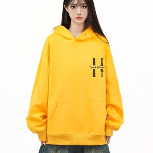 Embroidered Letter Hoodie for Men & Women, Loose Fit Heavyweight Sweatshirt, Trendy American & Chinese Style, Versatile Autumn Fashion