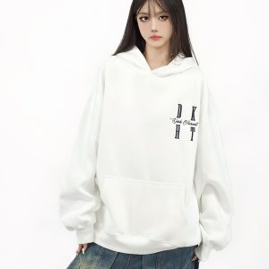 Embroidered Letter Hoodie for Men & Women, Loose Fit Heavyweight Sweatshirt, Trendy American & Chinese Style, Versatile Autumn Fashion