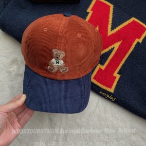 Embroidered Little Bear Baseball Cap for Women - 2024 New Style Duckbill Hat for Small Head Circumference, Cute Casual Accessory