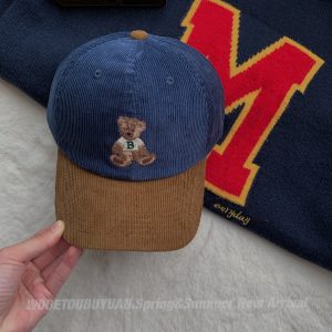 Embroidered Little Bear Baseball Cap for Women - 2024 New Style Duckbill Hat for Small Head Circumference, Cute Casual Accessory