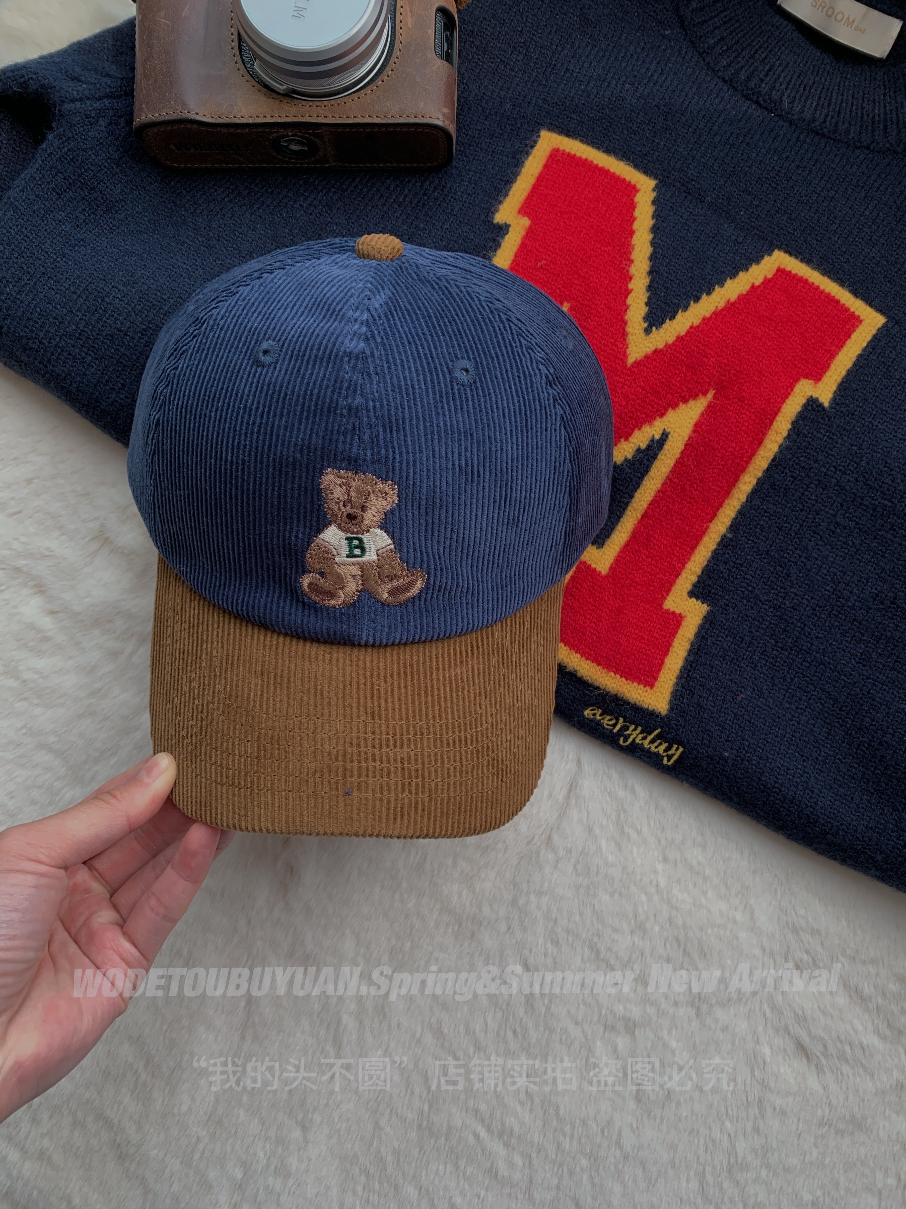 Embroidered Little Bear Baseball Cap for Women - 2024 New Style Duckbill Hat for Small Head Circumference, Cute Casual Accessory