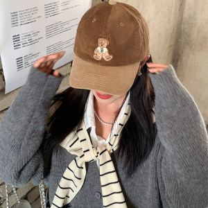 Embroidered Little Bear Baseball Cap for Women - 2024 New Style Duckbill Hat for Small Head Circumference, Cute Casual Accessory