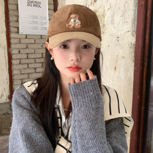 Embroidered Little Bear Baseball Cap for Women - 2024 New Style Duckbill Hat for Small Head Circumference, Cute Casual Accessory