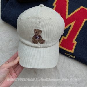Embroidered Little Bear Baseball Cap for Women - 2024 New Style Duckbill Hat for Small Head Circumference, Cute Casual Accessory