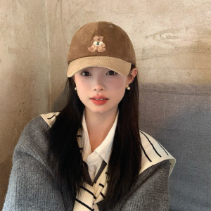 Embroidered Little Bear Baseball Cap for Women - 2024 New Style Duckbill Hat for Small Head Circumference, Cute Casual Accessory