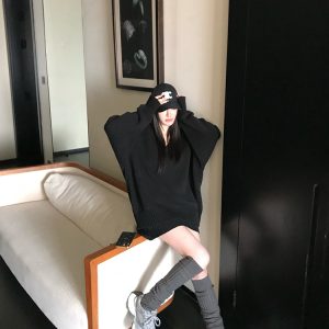 Endless Holiday Oversized V-Neck Knitted Sweater for Women - Thickened Pullover for Spring and Winter, Cozy Casual Style