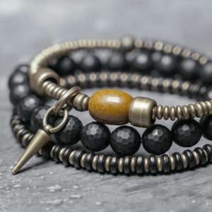 Ethnic Style Matte Black Agate Bracelet for Women - Multi-Layer Beaded Jewelry, Boho Chic Accessory