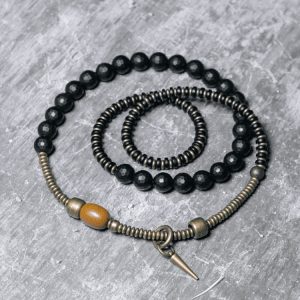 Ethnic Style Matte Black Agate Bracelet for Women - Multi-Layer Beaded Jewelry, Boho Chic Accessory
