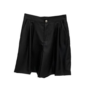 European Style Women's Summer Solid Color Pleated Wide Leg Five-Point Shorts - Versatile Slim Fit for Effortless Chic