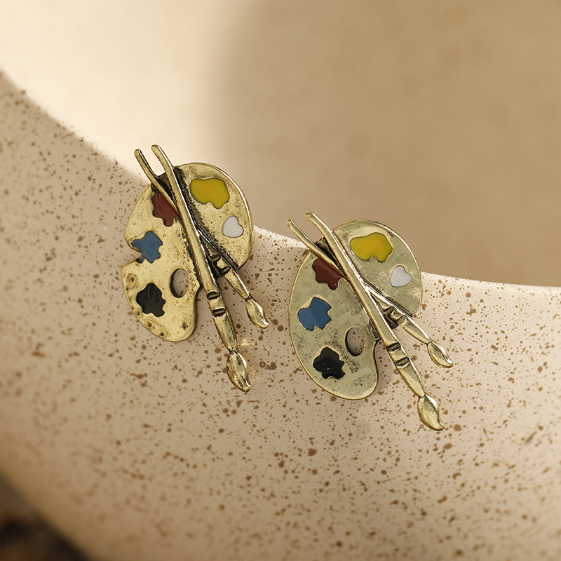 Exaggerated Oil Drop Color Palette Stud Earrings for Women - Versatile European American Style Fashion Jewelry