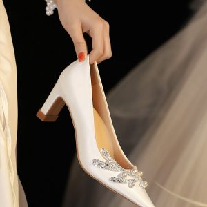 Exquisite French-Style Wedding Shoes with Chunky Heels - Comfortable Bridal High Heels for Everyday Wear