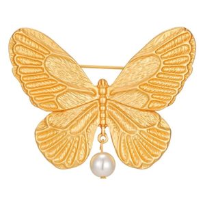 Exquisite Gold Butterfly Pearl Brooch Pin for Women - Light Luxury Coat Accessory, Chic Fashion Statement for Any Occasion