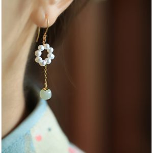 Exquisite Long Tassel Freshwater Pearl Earrings in Pure Silver - High-End Ancient Style Jewelry for Women