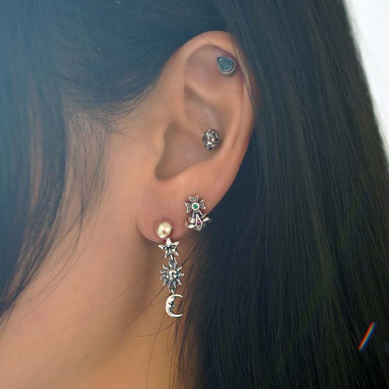 Exquisite Pearl Star Moon Sun Element Earrings for Women - Versatile High-End Fashion Jewelry, 2025 Trend