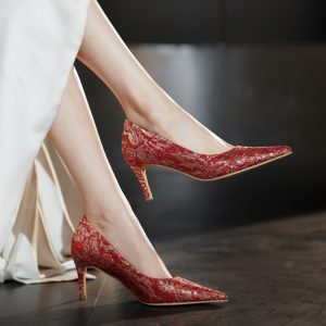 Exquisite Red Sequined Wedding Shoes for Xiuhe Dress, Dual-Use High-End Comfort for Banquets, Elegant Bridal Footwear