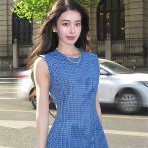 Exquisite Romantic Plaid Lace Trim Vest Dress - Elegant Women's Skirt in 90s Y2K Style