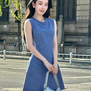 Exquisite Romantic Plaid Lace Trim Vest Dress - Elegant Women's Skirt in 90s Y2K Style