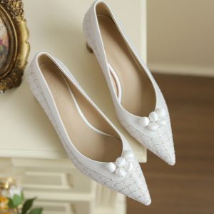 Exquisite Wedding Shoes with Chunky Heels - Elegant Chanel-Style Flats for Everyday Comfort and High-End Quality