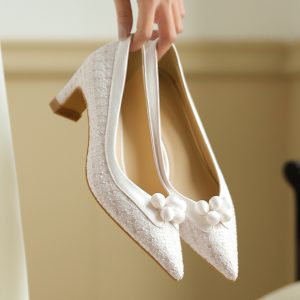 Exquisite Wedding Shoes with Chunky Heels - Elegant Chanel-Style Flats for Everyday Comfort and High-End Quality