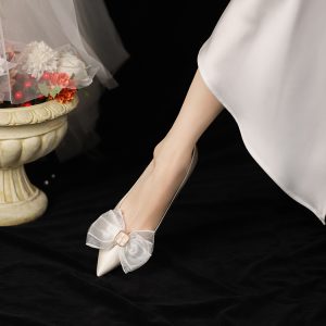 Fairy Style Wedding Shoes for Brides - Comfortable Bow-Detail Princess Flats, Plus Size Options for Daily Wear and Bridesmaids