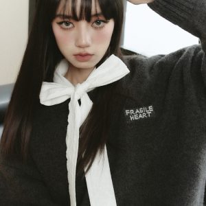 Falling Star High School Korean Style Loose Layering Sweater - Cozy Lazy Atmosphere Knit Top for Effortless Chic Fashion