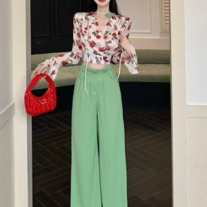 Flared Sleeve Floral Chiffon Shirt with Bow Tie - Stylish Long Sleeve Summer Outerwear for Sun Protection
