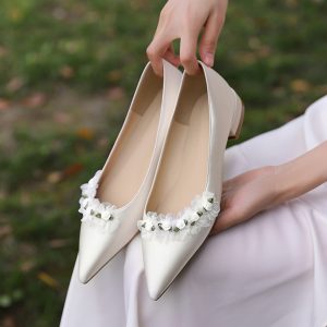 Flat Wedding Shoes with Forest-Style Floral Design, Low-Heeled Fairy Shoes for Brides & Bridesmaids, Plus Size for Everyday Wear