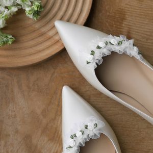 Flat Wedding Shoes with Forest-Style Floral Design, Low-Heeled Fairy Shoes for Brides & Bridesmaids, Plus Size for Everyday Wear
