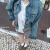 Flattering Fit Blue Heavy-Wash Denim Jacket - Autumn Style, 90s Inspired, Trendy Outerwear for Effortless Layering