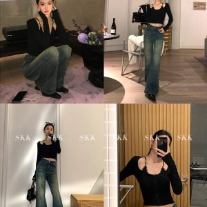 Flirty Precision Sniper Lace Splicing Long Sleeve Top - Exquisite Fake Two-Piece Design, Korean Style Spring Shirt for Women