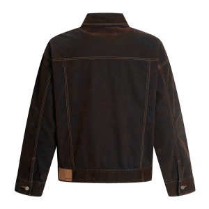 Flocked Wax Dyed Vintage Denim Jacket - High-End Streetwear with American Aesthetic, Cool 90s Style for Effortless Chic