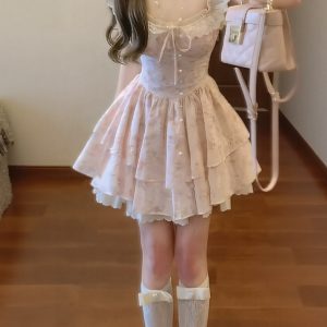 Floral Dress for Women with Small Flying Sleeves, Waist-Cinching Design, Sweet Temperament, 2025 Summer Princess Style