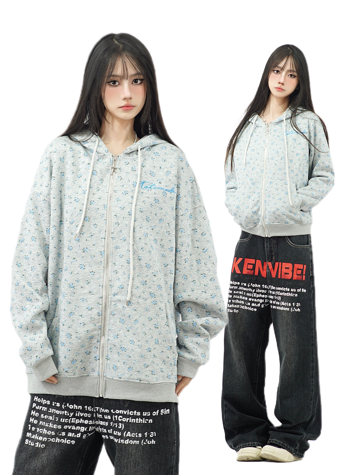 Floral Embroidered Hoodie Jacket for Women - Vintage American-Style Casual Cardigan, Short Design, Perfect for Lazy Days
