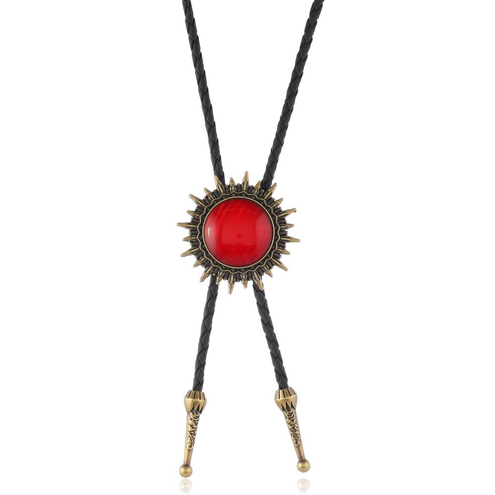 Floral Pendant Polo Tie Clip - Creative Retro Weaving Accessories for a Stylish Look, Perfect for 90s and Y2K Fashion Enthusiasts