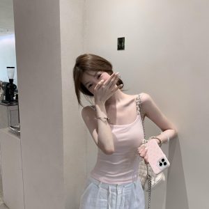 Floral Pink Camisole for Women - Sexy Slim Fit Sleeveless Summer Top, Sweet Short Design for Effortless Outerwear