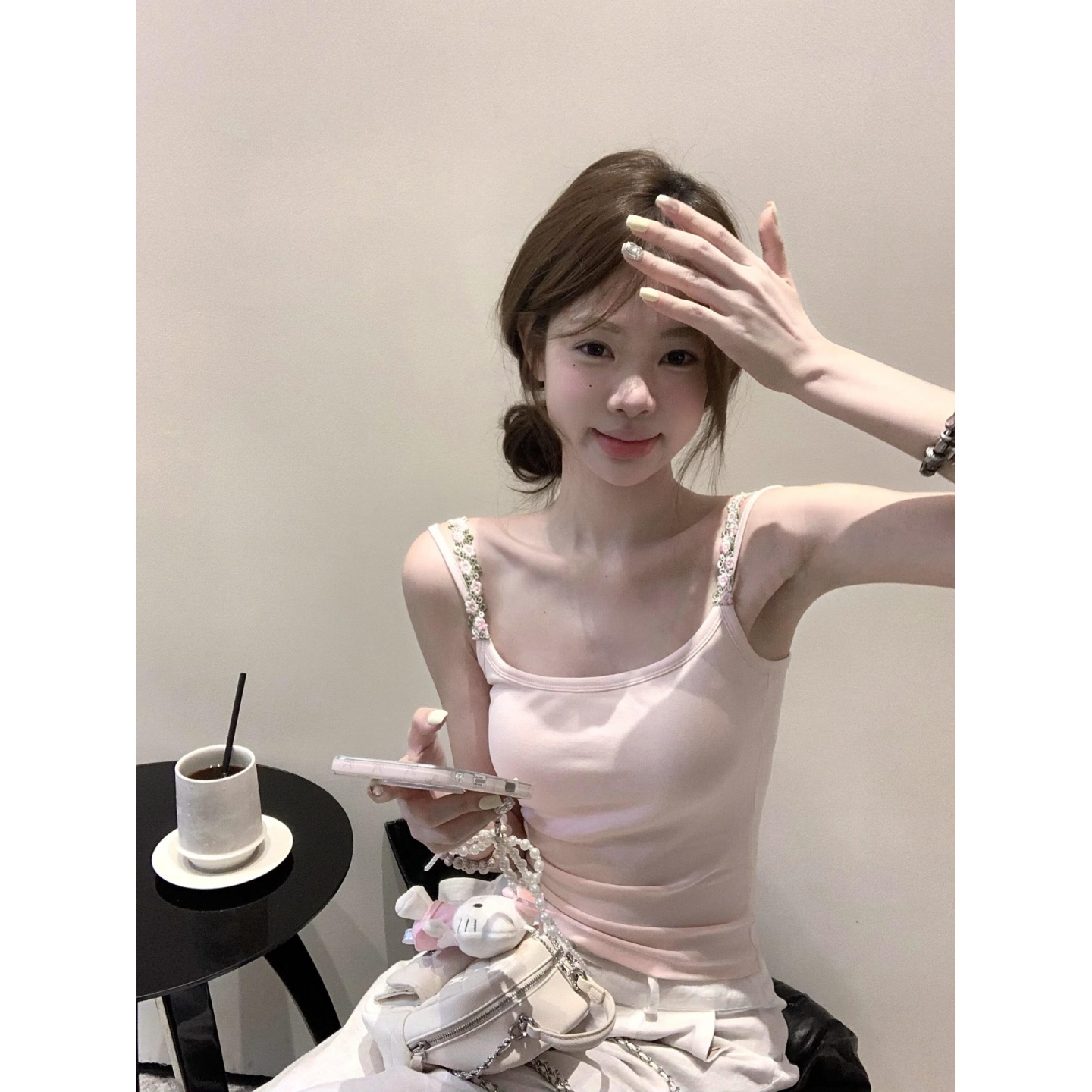 Floral Pink Camisole for Women - Sexy Slim Fit Sleeveless Summer Top, Sweet Short Design for Effortless Outerwear