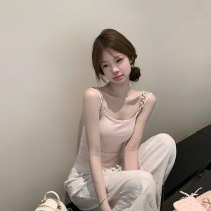 Floral Pink Camisole for Women - Sexy Slim Fit Sleeveless Summer Top, Sweet Short Design for Effortless Outerwear