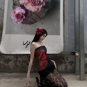 Floral Print Strapless Camisole Top for Women - Sexy Slim Fit Vacation Style 2025 Summer Fashion