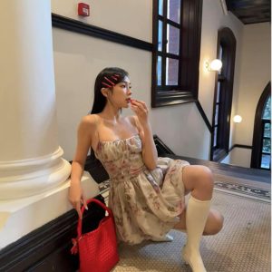 Floral Spaghetti Strap Dress - Women's Spring Summer Bubble Skirt, Sexy Thigh-Length Design, Elegant Temperament, Perfect for 90s Y2K Style