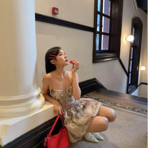 Floral Spaghetti Strap Dress - Women's Spring Summer Bubble Skirt, Sexy Thigh-Length Design, Elegant Temperament, Perfect for 90s Y2K Style