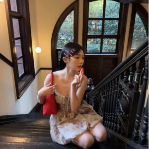 Floral Spaghetti Strap Dress - Women's Spring Summer Bubble Skirt, Sexy Thigh-Length Design, Elegant Temperament, Perfect for 90s Y2K Style