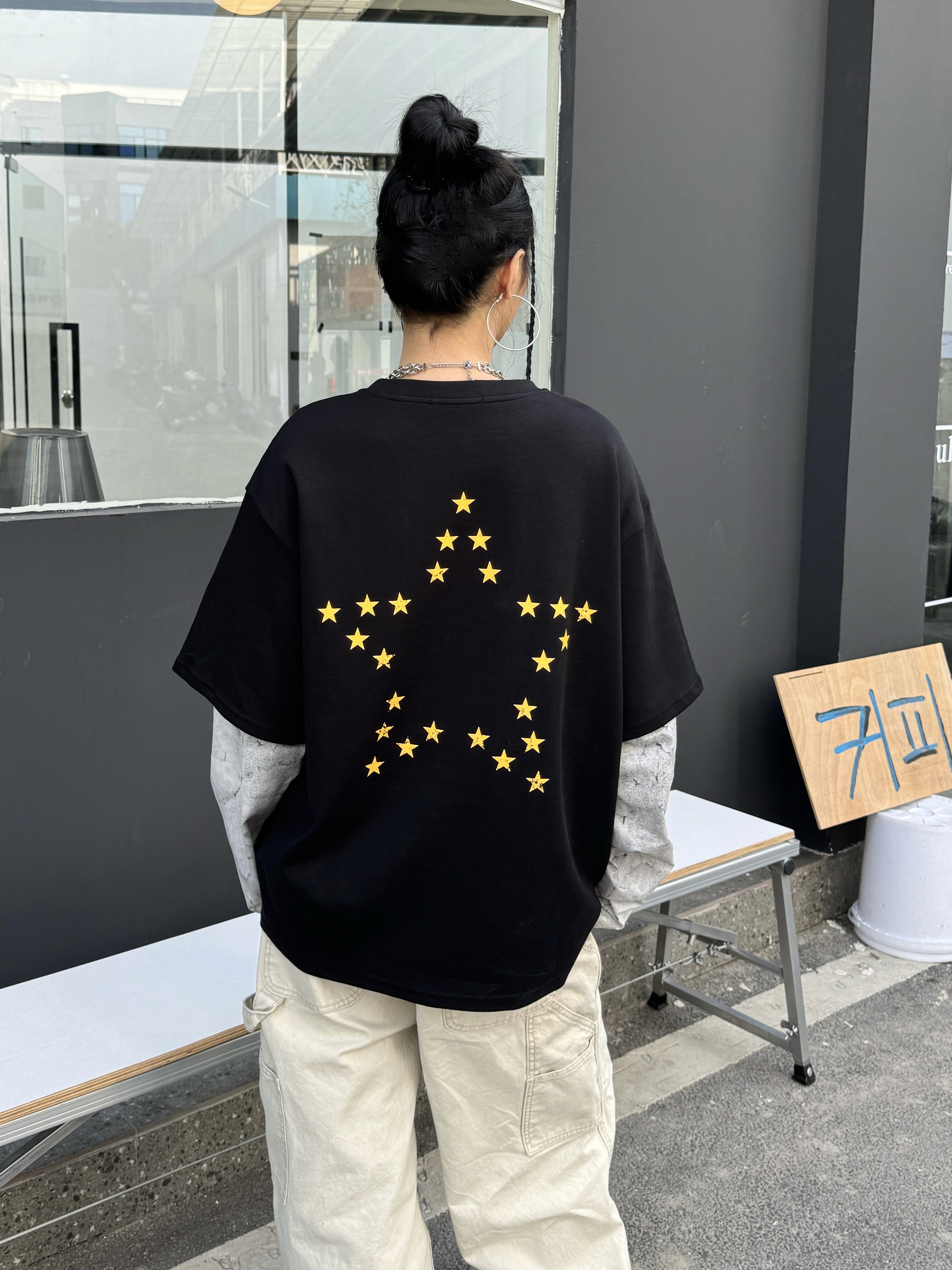 Floral Spliced Long Sleeve T-Shirt - Vintage-Inspired Loose Round Neck Top for 90s Street Style & Y2K Fashion