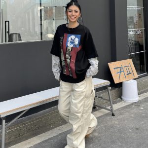 Floral Spliced Long Sleeve T-Shirt - Vintage-Inspired Loose Round Neck Top for 90s Street Style & Y2K Fashion